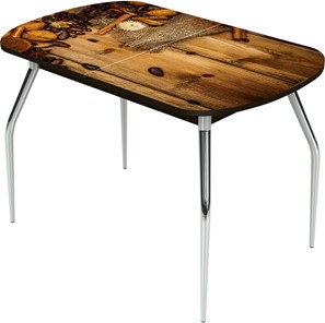 Кухонный стол раскладной Ривьера исп.1 ноги метал. крашеные №24 Фотопечать (Кофе №25) в Нижнекамске