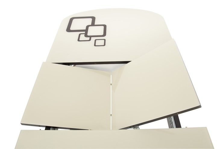 Кухонный раскладной стол Ривьера мини дерево №1, Рисунок квадро (стекло черное/белый/белый) в Нижнекамске - изображение 4