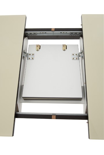 Кухонный раскладной стол Ривьера мини дерево №1, Рисунок квадро (стекло черное/белый/белый) в Нижнекамске - изображение 5