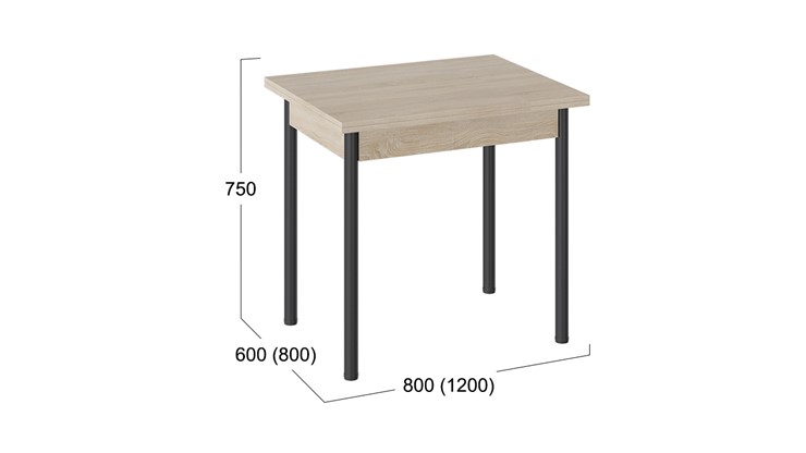 Раздвижной стол Родос тип 2 с опорой d40 (Черный муар/Дуб Сонома) в Нижнекамске - изображение 2