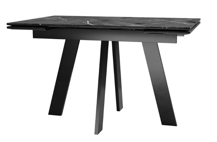 Кухонный раскладной стол SKM 120, керамика черный мрамор/подстолье черное/ножки черные в Нижнекамске - изображение 1