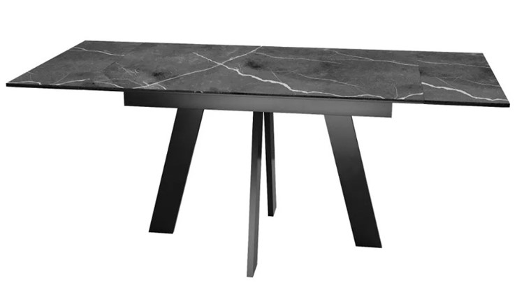 Кухонный раскладной стол SKM 120, керамика черный мрамор/подстолье черное/ножки черные в Нижнекамске - изображение 5