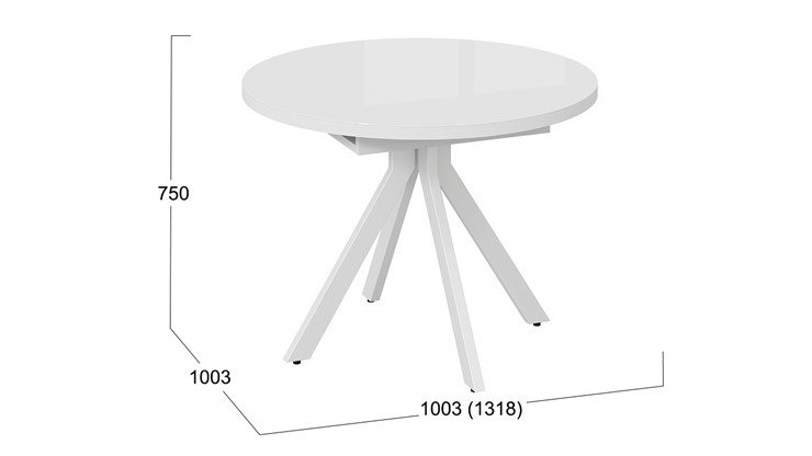 Кухонный раскладной стол Стокгольм Тип 1 (Белый муар/Стекло глянцевое белое) в Набережных Челнах - изображение 11