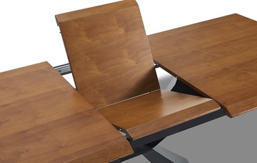 Обеденный раздвижной стол T1712A: орех 180 (WK-07)/черный (PC-02) в Нижнекамске - предосмотр 1