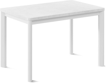 Обеденный раздвижной стол Токио-1L (ноги металлические белые, белый цемент) в Набережных Челнах