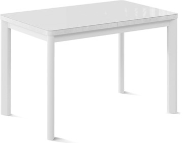 Обеденный раздвижной стол Токио-3G (ноги металлические белые, стекло cristal/белый цемент) в Казани