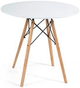 Стол на кухню CINDY NEXT, металл/мдф/бук, D80х75см, белый/натуральный арт.13067 в Нижнекамске