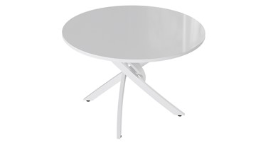 Круглый кухонный стол Diamond тип 2 (Белый муар/Белый глянец) в Нижнекамске