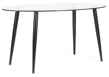 Стеклянный обеденный стол KASSEL (mod. DT333) металл/закаленное стекло (10 мм), 150х90х75см, черный в Казани