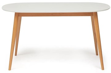 Кухонный стол MAX (Макс) бук/мдф 140х80х75 Белый/Натуральный Бук арт.10462 в Нижнекамске