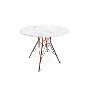 Круглый стол на кухню SHT-TU2-1 / SHT-TT 90 ЛДСП (мрамор кристалл/медный металлик) в Нижнекамске