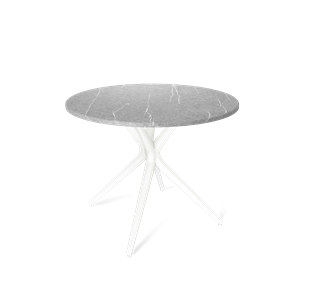 Обеденный круглый стол SHT-TU30 / SHT-TT 90 МДФ (серый мрамор/белый) в Набережных Челнах