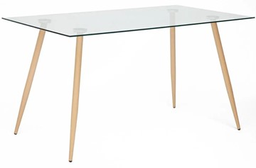 Стеклянный кухонный стол SOPHIA (mod. 5003) металл/стекло (8мм), 140x80x75, бук/прозрачный арт.12098 в Альметьевске