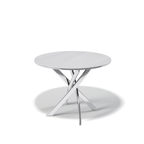 Стеклянный стол Kenner R1000 (Хром/Стекло белое глянец) в Набережных Челнах