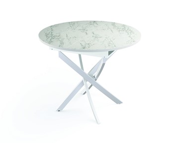 Обеденный стол 55.04 Адажио, мрамор белый/белый/металл белый в Альметьевске
