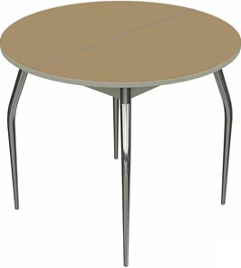 Обеденный раздвижной стол Ривьера исп. круг хром №5 (стекло капучино/белый) в Альметьевске