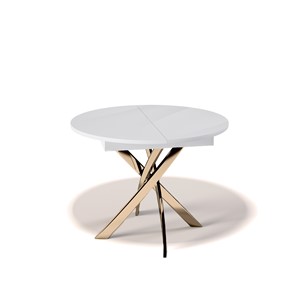 Обеденный круглый стол Kenner R1100 (Золото/Белое/Стекло белое глянец) в Набережных Челнах