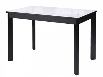 Кухонный раздвижной стол Dikline Ls110, стекло белое/ножки черные в Нижнекамске - предосмотр