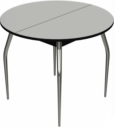 Кухонный раскладной стол Ривьера исп. круг хром №5 (стекло белое/черный) в Набережных Челнах - изображение