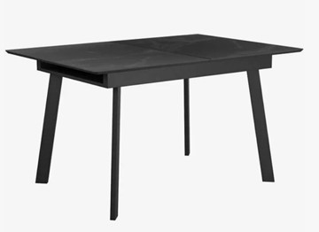 Стеклянный обеденный стол раздвижной  DikLine SFH125 стекло Оптивайт Черный мрамор/подстолье черное в Набережных Челнах