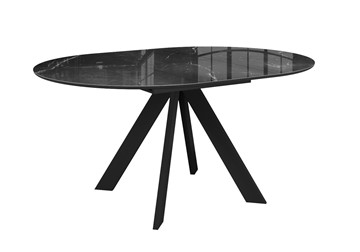 Стол на кухню раздвижной DikLine SFC110 d1100 стекло Оптивайт Черный мрамор/подстолье черное/опоры черные в Альметьевске - предосмотр 10