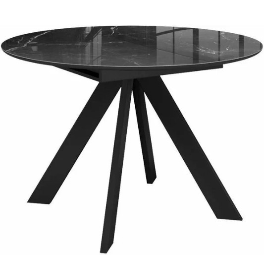 Стол на кухню раздвижной DikLine SFC110 d1100 стекло Оптивайт Черный мрамор/подстолье черное/опоры черные в Альметьевске - изображение 11