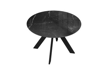 Стол на кухню раздвижной DikLine SFC110 d1100 стекло Оптивайт Черный мрамор/подстолье черное/опоры черные в Альметьевске - предосмотр 2