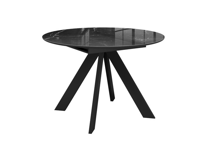 Стол на кухню раздвижной DikLine SFC110 d1100 стекло Оптивайт Черный мрамор/подстолье черное/опоры черные в Альметьевске - изображение 3