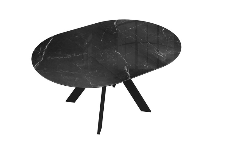 Стол на кухню раздвижной DikLine SFC110 d1100 стекло Оптивайт Черный мрамор/подстолье черное/опоры черные в Альметьевске - изображение 4