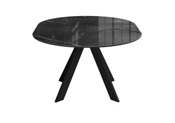 Стол на кухню раздвижной DikLine SFC110 d1100 стекло Оптивайт Черный мрамор/подстолье черное/опоры черные в Альметьевске - предосмотр 5