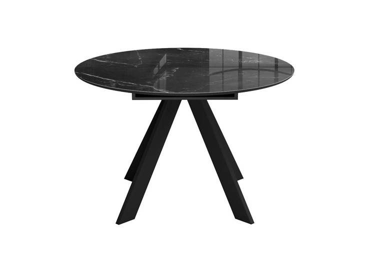 Стол на кухню раздвижной DikLine SFC110 d1100 стекло Оптивайт Черный мрамор/подстолье черное/опоры черные в Альметьевске - изображение 6