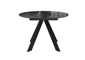 Стол на кухню раздвижной DikLine SFC110 d1100 стекло Оптивайт Черный мрамор/подстолье черное/опоры черные в Альметьевске - предосмотр 7