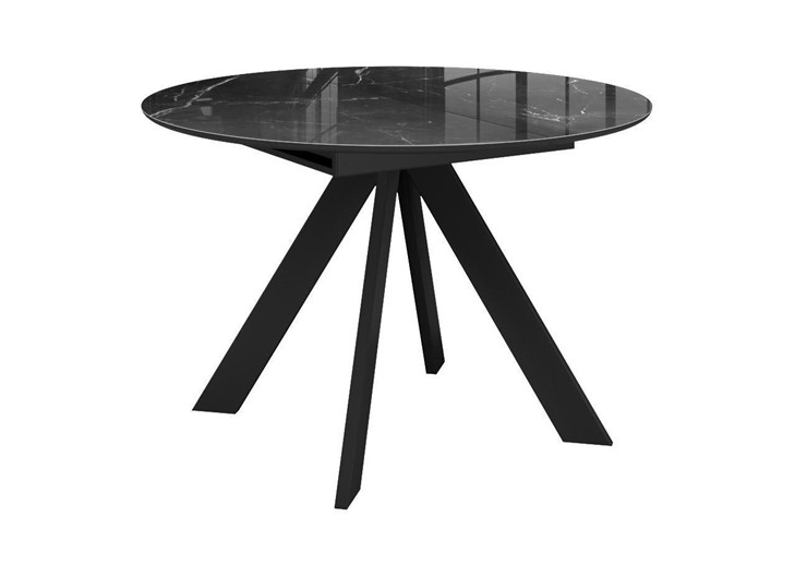 Стол на кухню раздвижной DikLine SFC110 d1100 стекло Оптивайт Черный мрамор/подстолье черное/опоры черные в Альметьевске - изображение 8