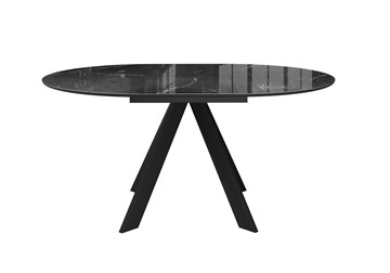 Стол на кухню раздвижной DikLine SFC110 d1100 стекло Оптивайт Черный мрамор/подстолье черное/опоры черные в Альметьевске - предосмотр 9