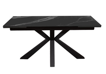 Керамический стол раздвижной DikLine SFE160 Керамика Черный мрамор/подстолье черное/опоры черные (2 уп.) в Альметьевске