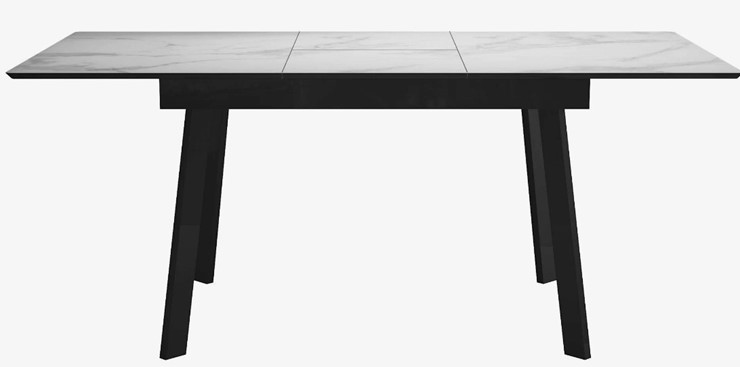 Стол обеденный раздвижной DikLine SFH125 стекло Оптивайт Белый мрамор/подстолье черное в Альметьевске - изображение 4
