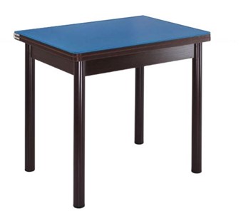 Стеклянный обеденный стол СПА-01 СТ2, венге ЛДСП/стекло синие/38 прямые трубки крашеные коричневый в Альметьевске
