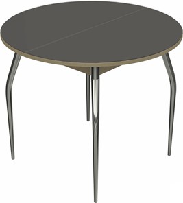 Обеденный круглый стол Ривьера исп. круг хром №5 (стекло коричневое/дуб выбеленный) в Нижнекамске