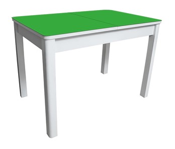 Стол обеденный Айсберг-05 СТ2, белое ЛДСП/стекло зеленое/прямые массив белый в Казани
