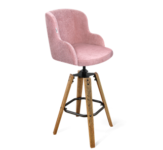 Барный стул SHT-ST39 / SHT-S93 (пыльная роза/браш.коричневый/черный муар) в Нижнекамске