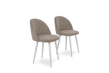 Комплект из 2-х  мягких стульев для кухни Лайт бежевый белые ножки в Альметьевске