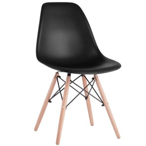 Комплект стульев 4 шт. BRABIX "Eames CF-010", пластик черный, опоры дерево/металл, 532631, 2033A в Набережных Челнах