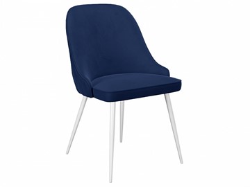 Обеденный стул 256, микровелюр К17 синий, ножки белые в Набережных Челнах