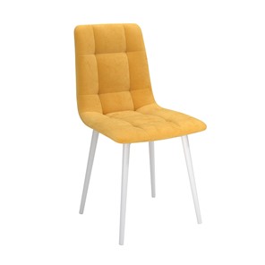 Обеденный стул Белла, велюр тенерифе куркума/Цвет металл белый в Набережных Челнах