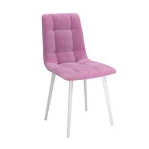 Кухонный стул Белла, велюр тенерифе розовый/Цвет металл белый в Набережных Челнах