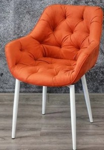 Мягкий стул Саваж оранжевый, ножки белые в Набережных Челнах
