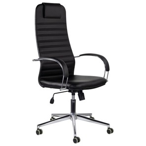 Кресло компьютерное Brabix Premium Pilot EX-610 CH (хром, кожзам, черное) 532418 в Нижнекамске