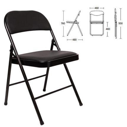 Офисный стул складной Brabix Golf Plus CF-003 Комфорт (черный каркас, кожзам черный) 531566 в Нижнекамске - изображение