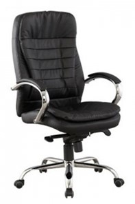 Компьютерное кресло J 9031-1 нат. кожа /хром, черный в Нижнекамске