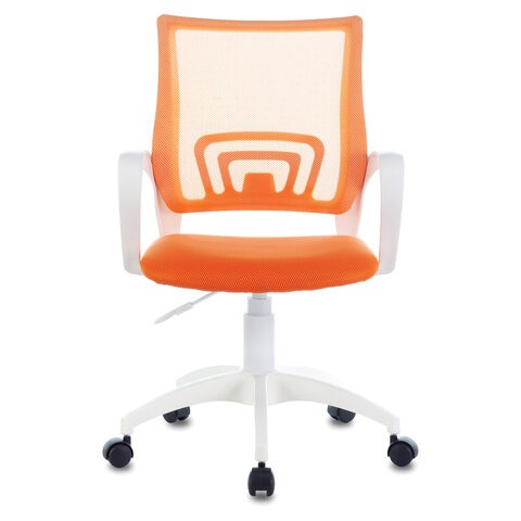 Кресло компьютерное Brabix Fly MG-396W (с подлокотниками, пластик белый, сетка, оранжевое) 532401 в Нижнекамске - изображение 1